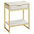 Daphnes Dinnette 24 in. Beige Marble & Gold Metal Accent Table DA2618166